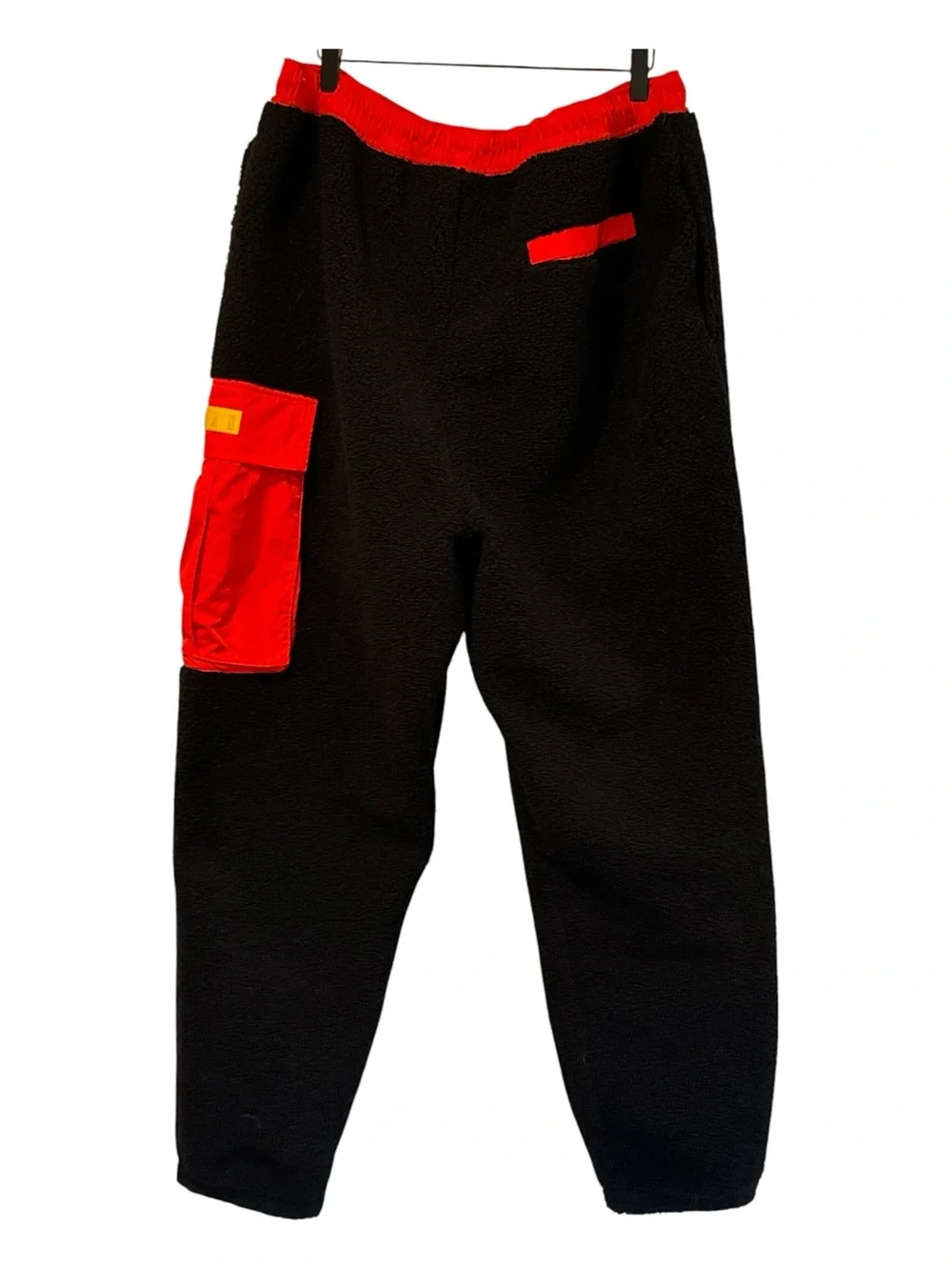 Jordan Essentials Mountainside Sherpa Fleece Cargo Joggers Black Red Size XL